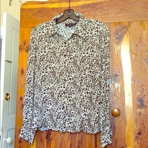 Leopard Print Button Down Shirt Blouse